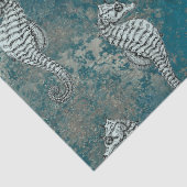 ホワイトシーホースの切り離し付きティール（緑がかった色） 薄葉紙 (詳細)