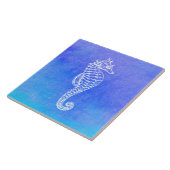 ホワイトシーホースブルーターコイズ水彩 タイル (側面)