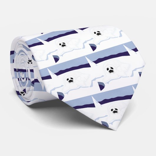 ホワイトシールパップオンアイスバーグ漫画アート ネクタイ (ロール)