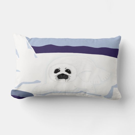 ホワイトシールパップオンアイスバーグ漫画アート ランバークッション (正面)