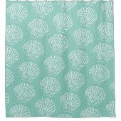 ホワイトシ航海のーシェルオンシーホムグリーンシャワーCu シャワーカーテン (正面)