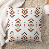 ホワイトジオメトリックエスニックパターン先住民インディアンスタイル クッション (ブランケット)