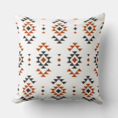 ホワイトジオメトリックエスニックパターン先住民インディアンスタイル クッション (正面)