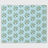 ホワイトジャスミンフラワーブーケフローラオンブルー ラッピングペーパー (フラット)