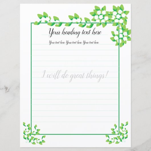 ホワイトジャスミンフローラ裏打ち筆記用紙 (正面)