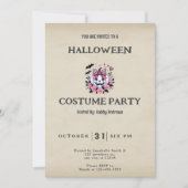 ホワイトジャック – O'ランタンフラワーハロウィーンヴィンテージ 招待状 (正面)