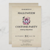 ホワイトジャック – O'ランタンフラワーハロウィーンヴィンテージ 招待状 (正面/裏面)