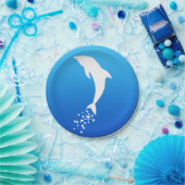 ホワイトジャンピングドルフィンウィズバブル紙プレート ペーパープレート (パーティー)