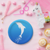 ホワイトジャンピングドルフィンウィズバブル紙プレート ペーパープレート (パーティー)