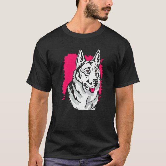 ホワイトジャーマンシェパードの顔の芸術作品 Tシャツ (正面)