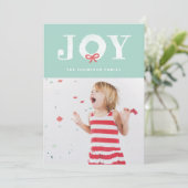 ホワイトジョイクリスマスリースホリデーフォトカード シーズンカード (スタンド正面)