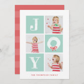 ホワイトジョイクリスマスリースマルチフォトホリデーカード シーズンカード (正面/裏面)