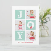 ホワイトジョイクリスマスリースマルチフォトホリデーカード シーズンカード (スタンド正面)