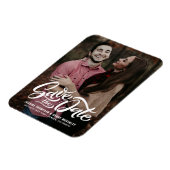 ホワイトスはっきりしたクリプト写真Save the Date Magnet マグネット (左側)