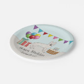 ホワイトスイスシェパードカートゥーンドッグカラフル誕生日 ペーパープレート (アングル)