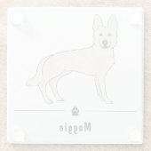 ホワイトスイスシェパードホワイトGSDアンドポー名前をカスタムする ガラスコースター (裏面)