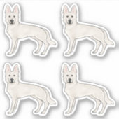 ホワイトスイスシェパード白GSDかわいい漫画の犬 シール (正面)