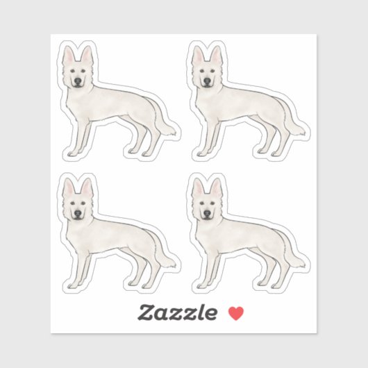 ホワイトスイスシェパード白GSDかわいい漫画の犬 シール (シート)