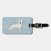 ホワイトスイスシェパード白GSDかわいい漫画の犬 ラゲッジタグ (正面横)