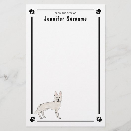 ホワイトスイスシェパード白GSDかわいい犬と文字 便箋 (正面)