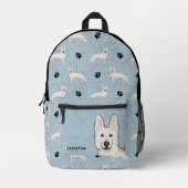 ホワイトスイスシェパード白GSDかわいい犬のパターン プリントバックパック (正面)