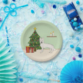 ホワイトスイスシェパード白GSDクリスマスツリー ペーパープレート (パーティー)