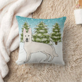 ホワイトスイスシェパード白GSD犬の冬の森 クッション (ブランケット)