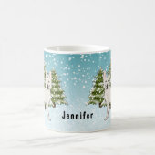 ホワイトスイスシェパード白GSD犬の冬の森 コーヒーマグカップ (中央)