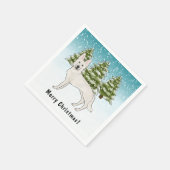 ホワイトスイスシェパード白GSD犬の冬の森 スタンダードカクテルナプキン (角)