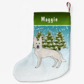 ホワイトスイスシェパード白GSD犬の冬の森 スモールクリスマスストッキング (裏面)