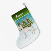 ホワイトスイスシェパード白GSD犬の冬の森 スモールクリスマスストッキング (裏面 (吊り時))