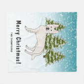 ホワイトスイスシェパード白GSD犬の冬の森 フリースブランケット (正面(横))