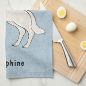 ホワイトスイスシェパード白GSD犬(名前は青) キッチンタオル (四つ折り)