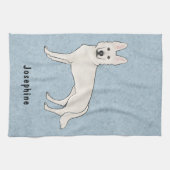ホワイトスイスシェパード白GSD犬(名前は青) キッチンタオル (横)