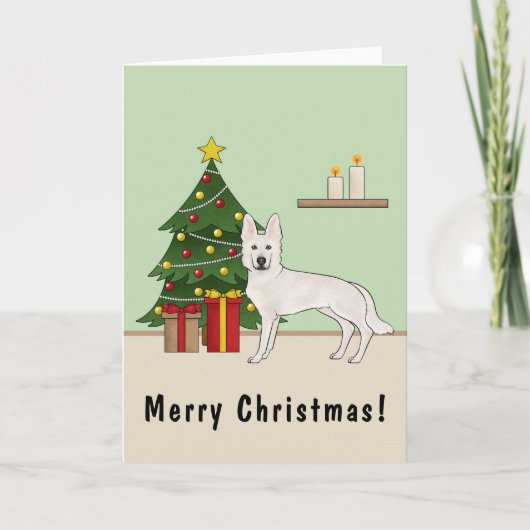 ホワイトスイスシェパード クリスマスツリー カード (正面)