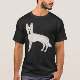 ホワイトスイスシェパード ホワイトジャーマンシェパード かわいいキャラクタードッグ Tシャツ