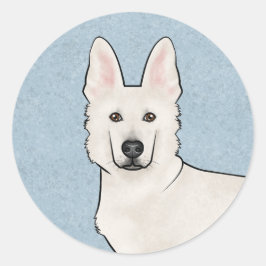 ホワイトスイスシェパード ホワイトGSD かわいい犬の顔 青 ラウンドシール