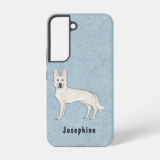 ホワイトスイスシェパード 名前入り かわいい犬 SAMSUNG GALAXYケース (裏面)