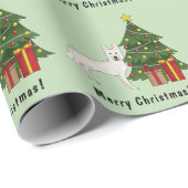ホワイトスイスシェパードGSDとクリスマスツリー ラッピングペーパー (ロールコーナー)