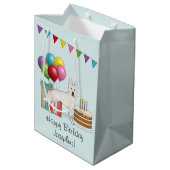 ホワイトスイスシェパードGSDカラフルハッピーバースデー ミディアムペーパーバッグ (裏面アングル)