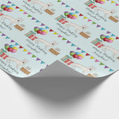 ホワイトスイスシェパードGSDカラフルハッピーバースデー ラッピングペーパー (角)