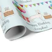 ホワイトスイスシェパードGSDカラフルハッピーバースデー ラッピングペーパー (ロールコーナー)