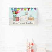 ホワイトスイスシェパードGSDカラフルハッピーバースデー 横断幕 (インサイチュ)