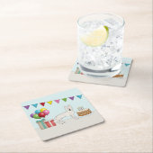 ホワイトスイスドイツシェパードドッグカラフル誕生日 スクエアペーパーコースター (インサイチュ)