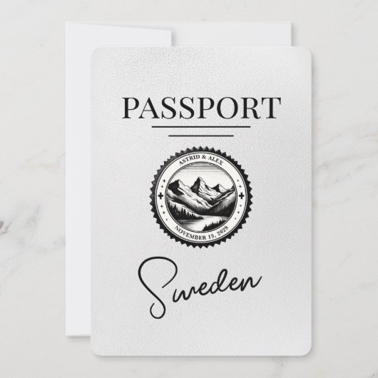 ホワイトスウェーデンパスポート結婚式招待状 招待状 (裏面)