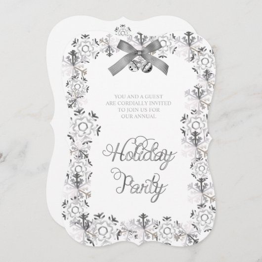 ホワイトスエレガントノーフレーク企業のパーティー招待状 招待状 (正面/裏面)
