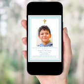 ホワイトスカイブルーアーチフォトボーイFirst Holy Communion 招待状