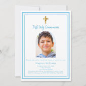 ホワイトスカイブルー写真アーチファースト・ホリー・コミュニオン 招待状 (正面)
