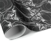 ホワイトスカルオンブラックラッピング紙 ラッピングペーパー (ロールコーナー)