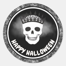 ホワイトスカルクイーン&ブラックグリッターハロウィーン ラウンドシール